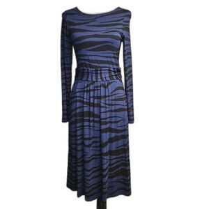 Boden Abigail Navy Blue Black Zebra Print Front Pockets Soft Jersey Knit Dress